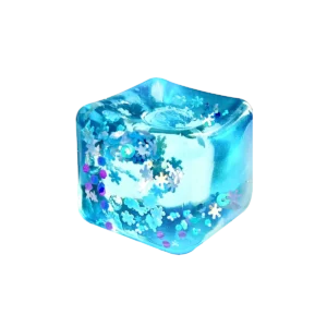 An image of the blue ice cube Kiedle stress ball over a transparent background