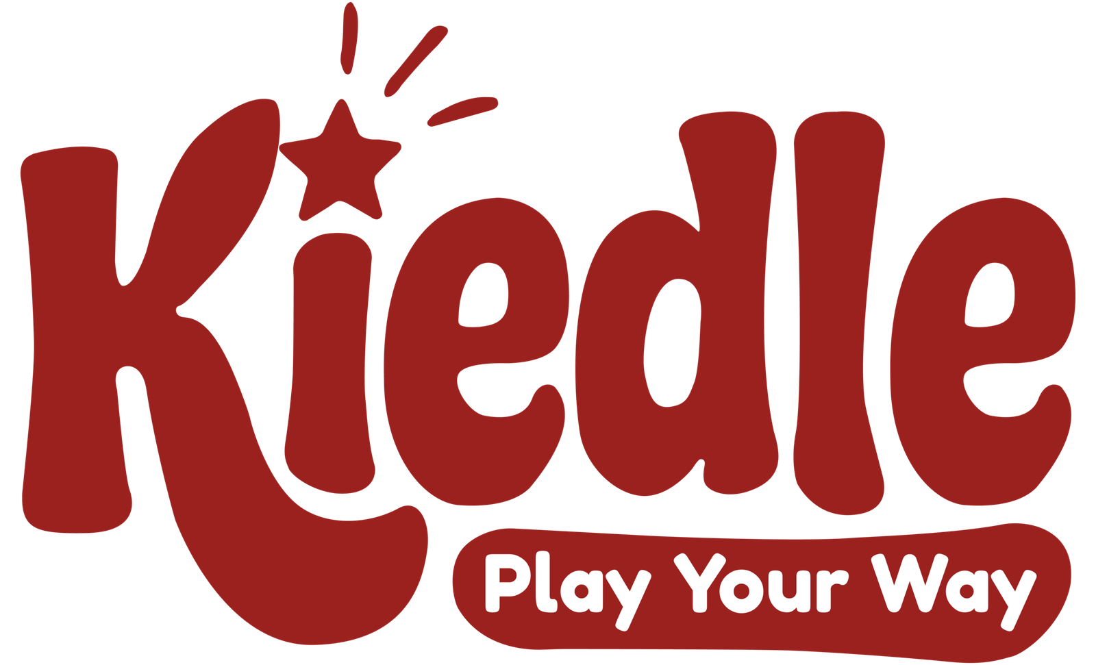The kiedle logo version 2 with tagline in red